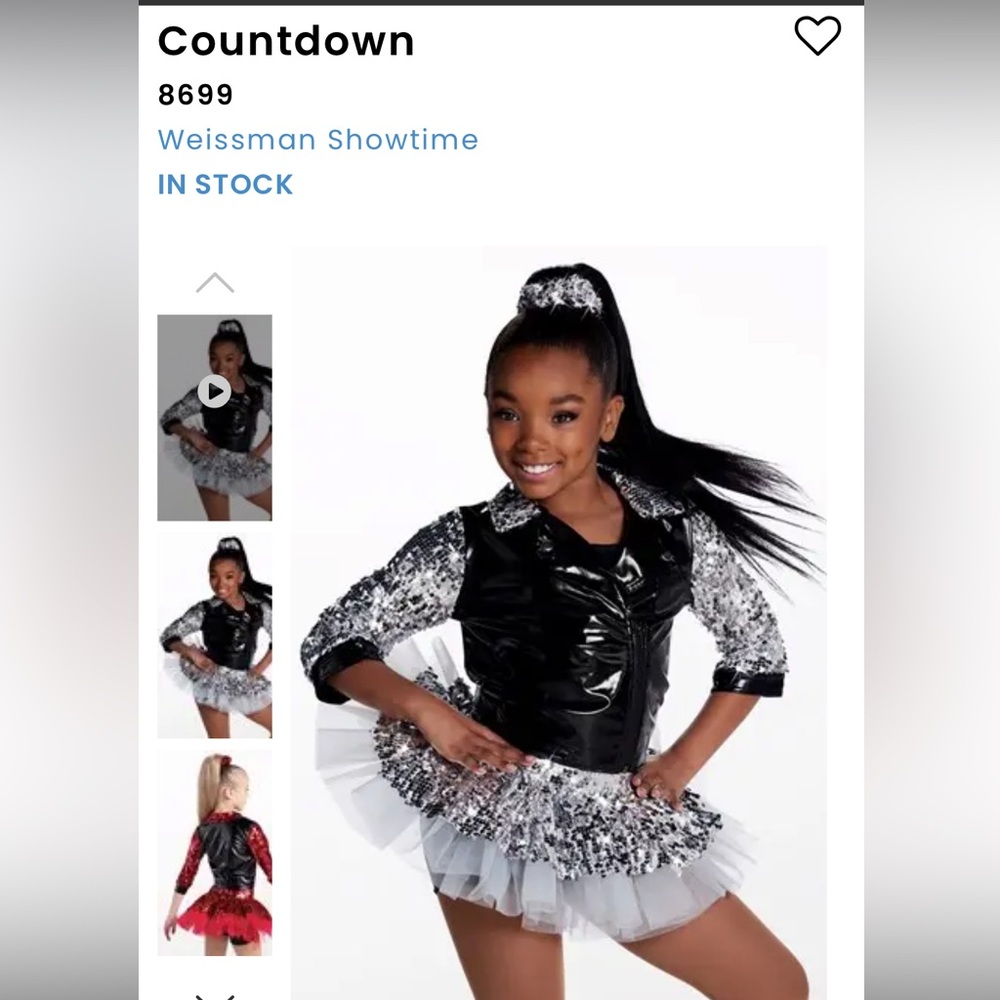 Weissman Showtime Girls Countdown Dance Costume, Style 8699, size Medium (child)